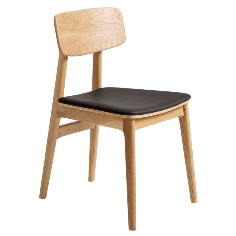 Livo szék, tölgy/fekete textilbőr