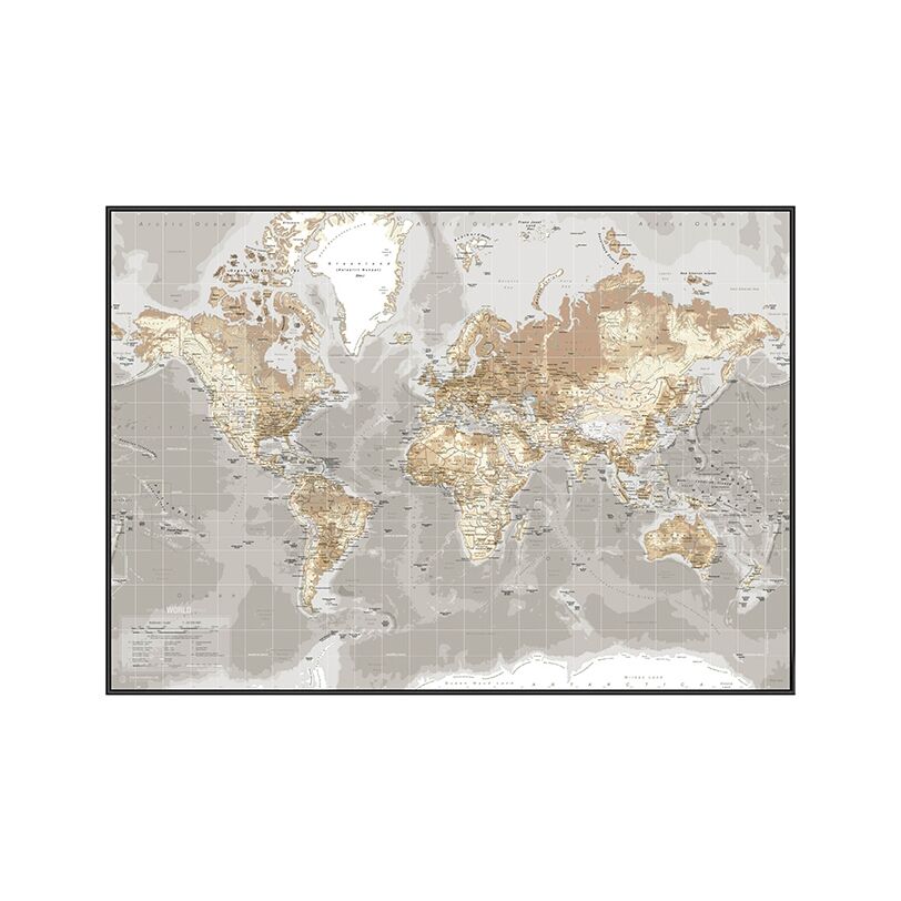 Mágneses világtérkép, Szürke 120x84 cm